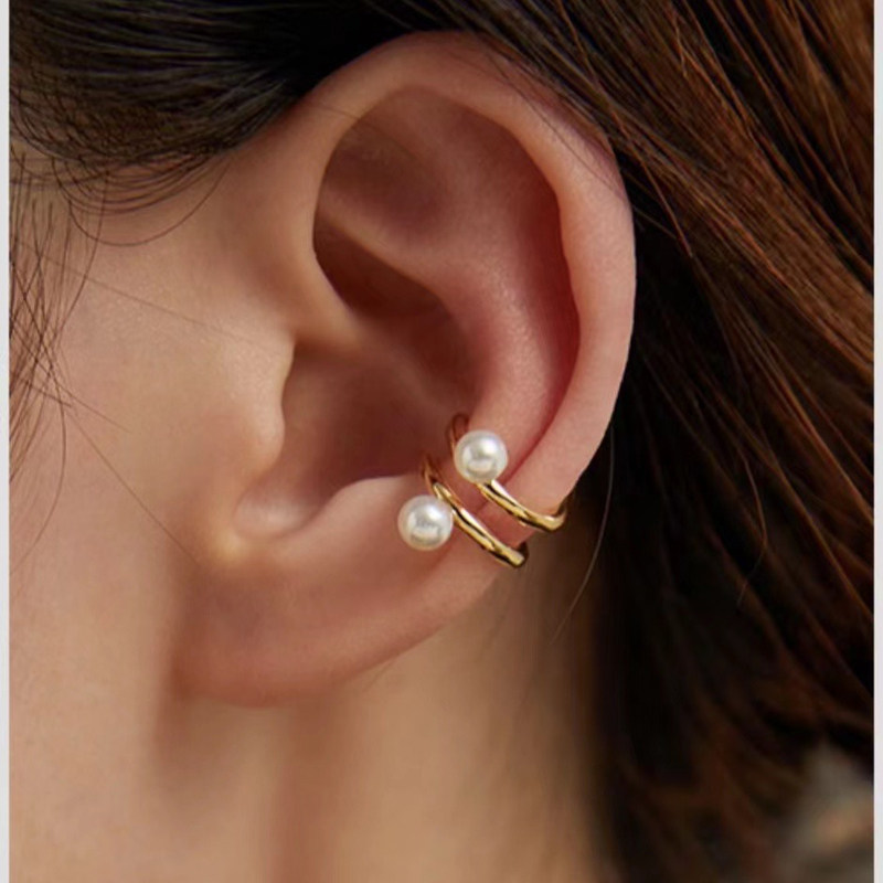 diy珍珠配件 s925纯银耳夹空托韩版时尚耳骨夹无耳洞配搭手工银托