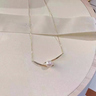 DIY配件 9mm S925纯银交叉套链空托珍珠项链坠子手工吊坠银托配7