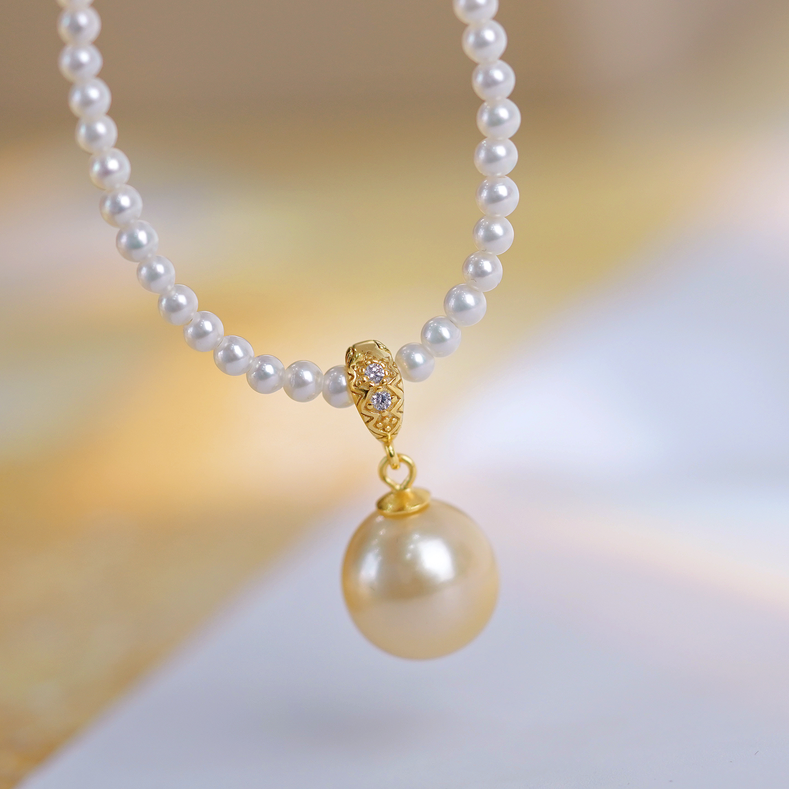 强光项链吊坠无瑕正圆南洋金珠