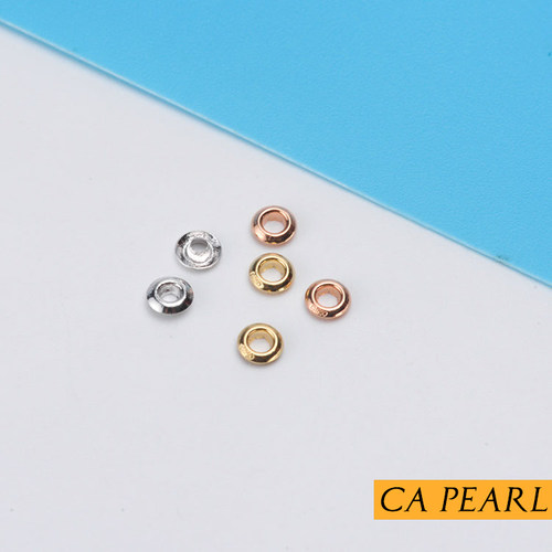 DIY配件 G18K金穿心链路路通全孔珍珠贴片间隔防磨损隔珠吊坠配饰