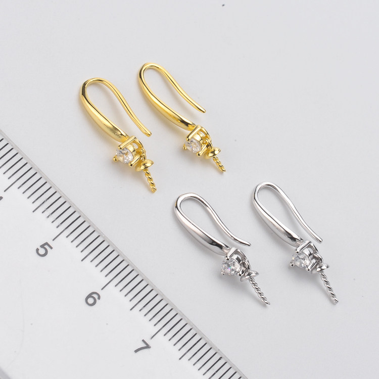 diy纯银简单款珍珠半成品耳勾