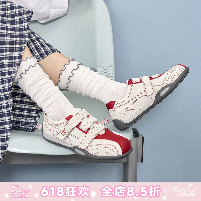 玛速主义2026新款魔术贴休闲鞋轻便运动鞋百搭平底板鞋女夏季波点