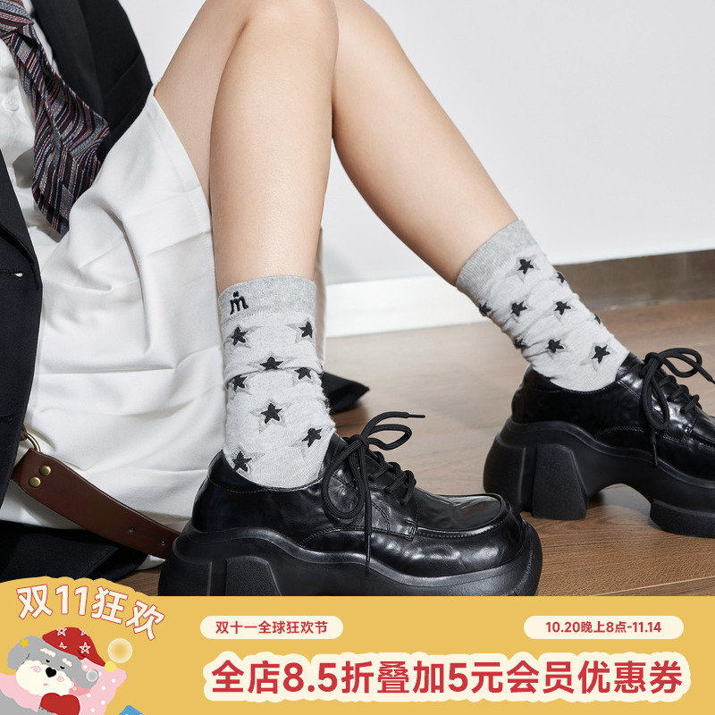 MASOOMAKE小皮鞋厚底粗跟增高