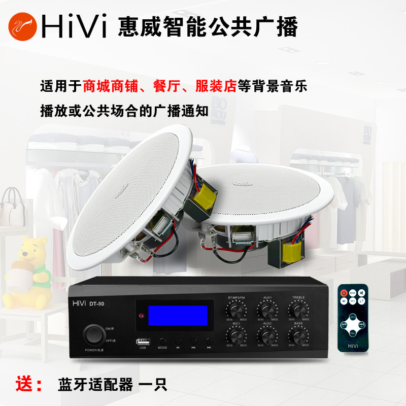 Hivi/惠威 TD201套装5寸吸顶喇叭惠威USB功放DT-80B DT-40B功放