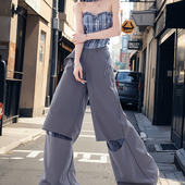 韩版 时尚 百搭高腰显瘦直筒裤 2025春夏新款 女宽松休闲阔腿长裤 子潮