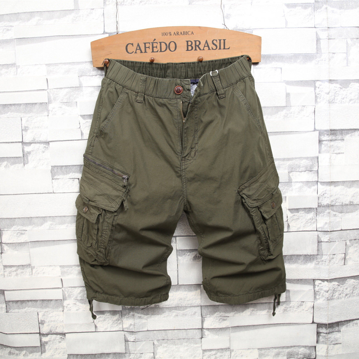 松紧腰夏季工装短裤男宽松直筒纯棉五分裤潮牌痞帅休闲运动中裤