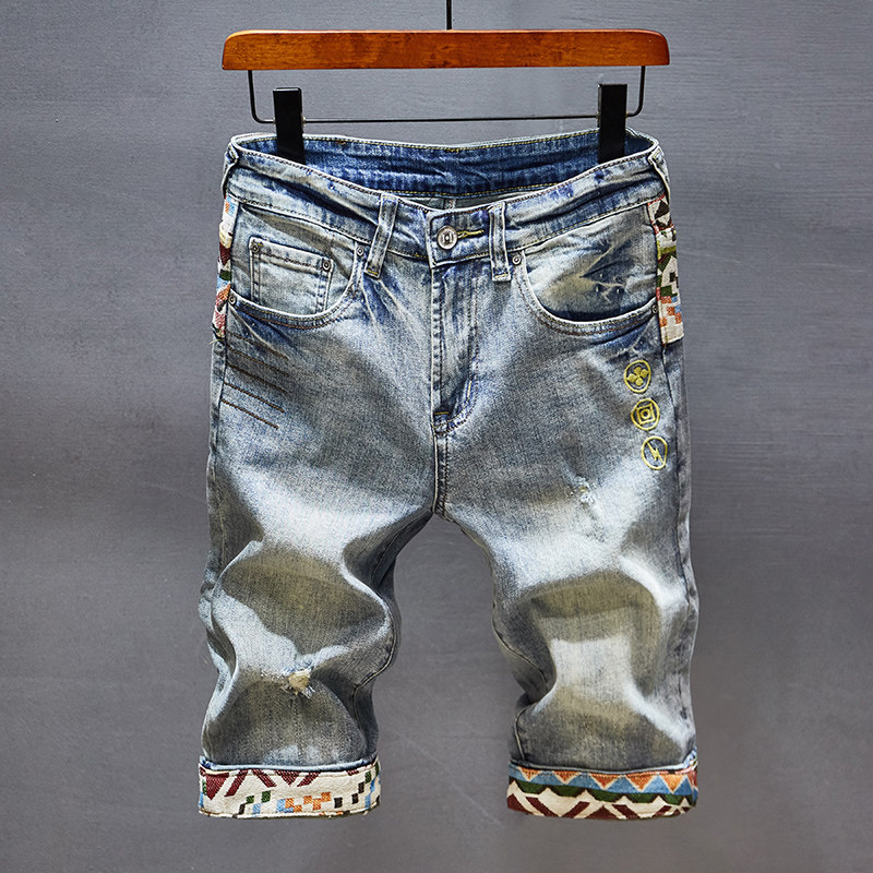 牛仔短裤男宽松潮流外穿五分裤潮牌复古中裤马裤子潮夏季薄款2026