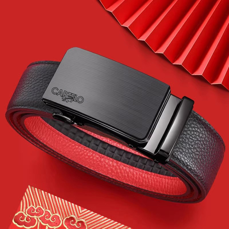 腰带真皮男士红色本命年