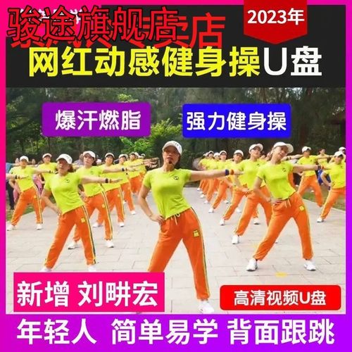 网红健身操盘暴汗燃脂瘦身正面背面教学视频青年中老年U盘mp4优