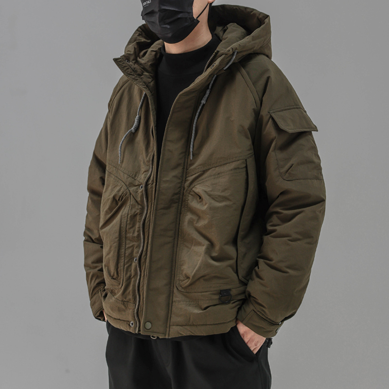 工装连帽冬季羽绒服男