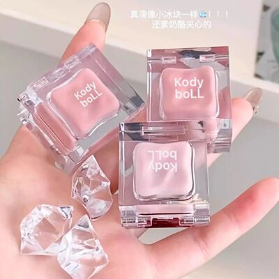 韩女小冰块系列~白开水松弛感拿捏多用唇颊膏水润双效腮红膏唇彩