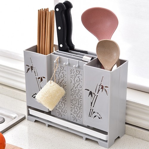 筷子笼壁挂式沥水刀架一体收纳盒