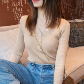 针织衫 V领打底衫 女百搭套头毛衣 内搭长袖 上衣修身 2024年春季 新款