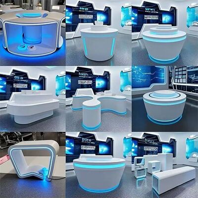 展示台发光科技感公司展厅展台异形桌展柜定制各种多层长方圆