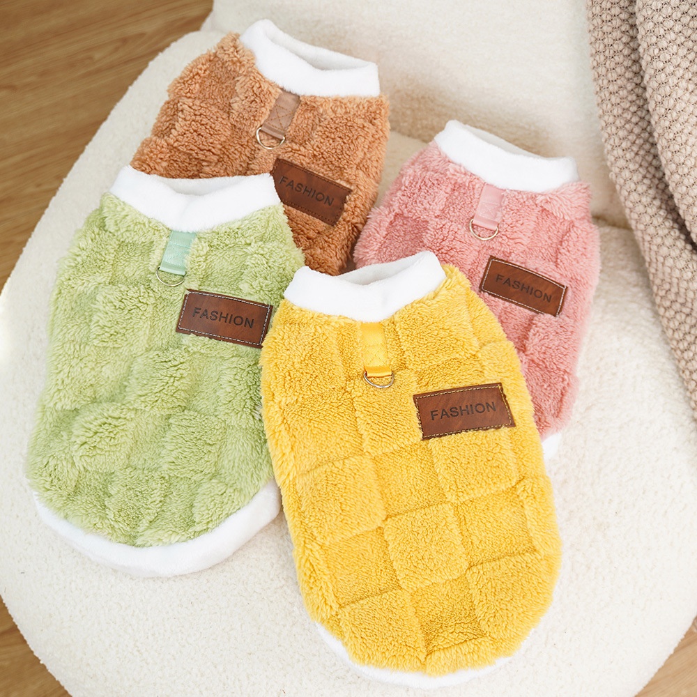 新年宠物衣服秋冬无毛猫服毛绒新年方块格金毛大狗狗金毛猫咪用品