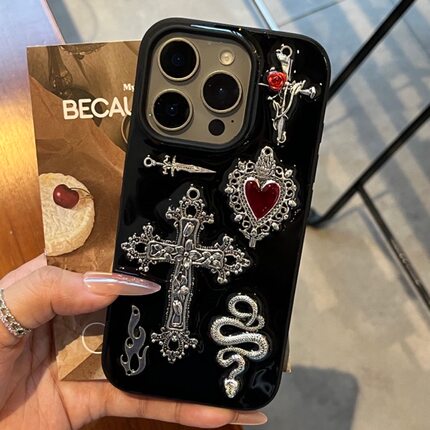 潮牌甜酷爱心十字架适用oppoReno14 13pro手机壳reno12/11/10/9/8/7se软壳RENO5K/4SE防摔3PRO保护套ACE2少女