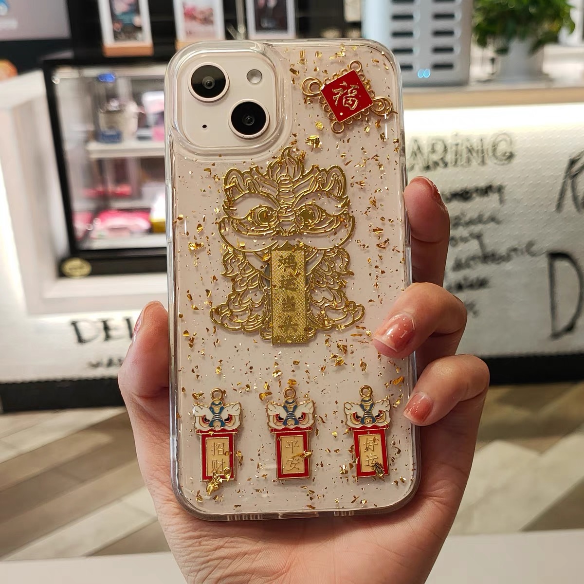 金箔鸿运当头适用苹果15 16promax手机壳iPhone14 13好运12mini滴胶11pro软壳xsmax招财8p平安7创意se3保护套
