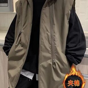 冲锋衣棉马甲男冬季新款美式潮牌加厚夹棉保暖棉衣背心机能风外套