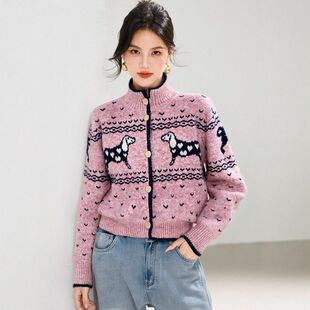 G6705个性 厚实保暖针织秋冬季 卡通新款 软糯设计感毛衣 粉色长袖