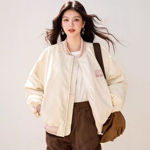 R6071小众简约冬季羽绒棉服女款棒球服棉衣韩系加厚棉袄夹棉外套