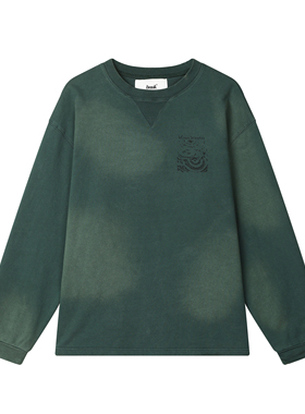 「bnuk」“Water”Pullover 男士秋季套头圆领水洗做旧卫衣