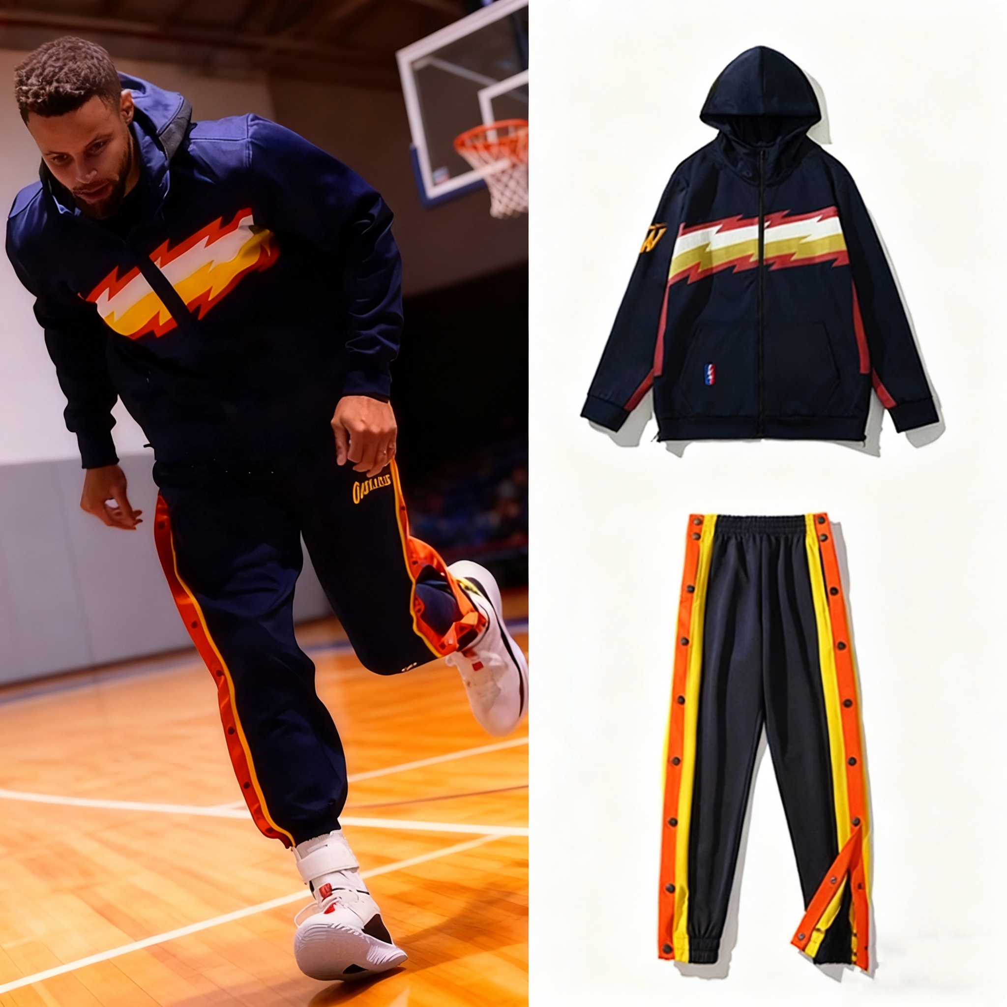 儿童运动服套装男库里训练服美式休闲连帽开衫撞色条纹排扣裤外套,运动服/休闲服装,运动套装,淘宝优惠券,粉丝福利购,淘宝优惠卷