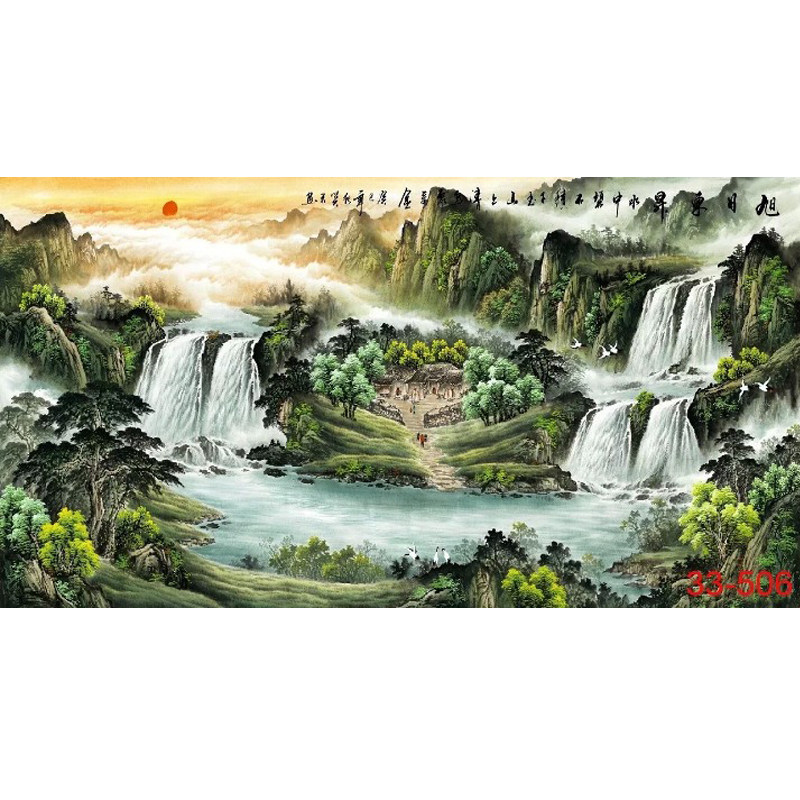 国画聚宝盆山水画招财风水画客厅办公室会议室装饰画宣纸画a506