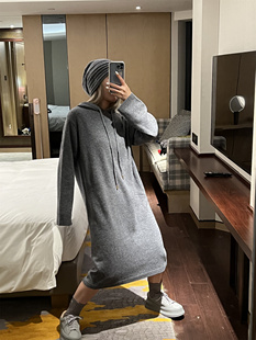 连帽毛衣外套S 纯色长款 AP姐姐 街头潮搭