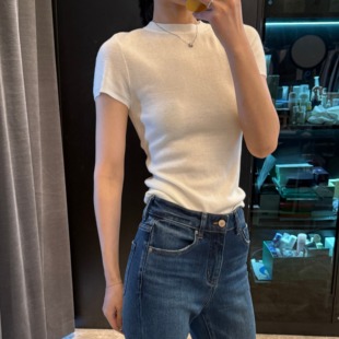 羊毛弹力半高领平纹针织短袖 新款 BARRIFAIT