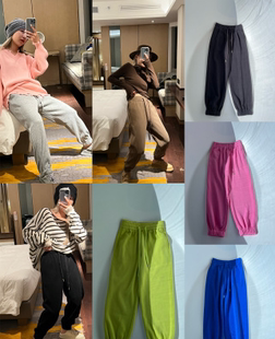 AP姐姐 街头潮搭秋冬加绒纯色百搭休闲裤