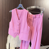 套装 CHAO百搭50%精仿羊毛时尚 气质马甲长裤