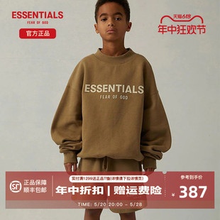 Fear God 2022款 Essentials KIDS胸前植绒大LOGO印花圆领卫衣