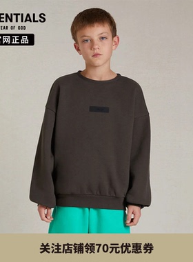 【24年新款】 Fear Of God Essentials儿童前中皮标圆领卫衣