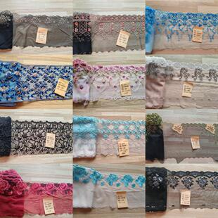 彩色精美网纱刺绣黑花边手工DIY拼布服装布辅料漂亮娃娃过家家