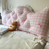 ins简约纯棉全棉皇冠靠垫大靠背抱枕软包可拆洗绑带款 床头靠枕