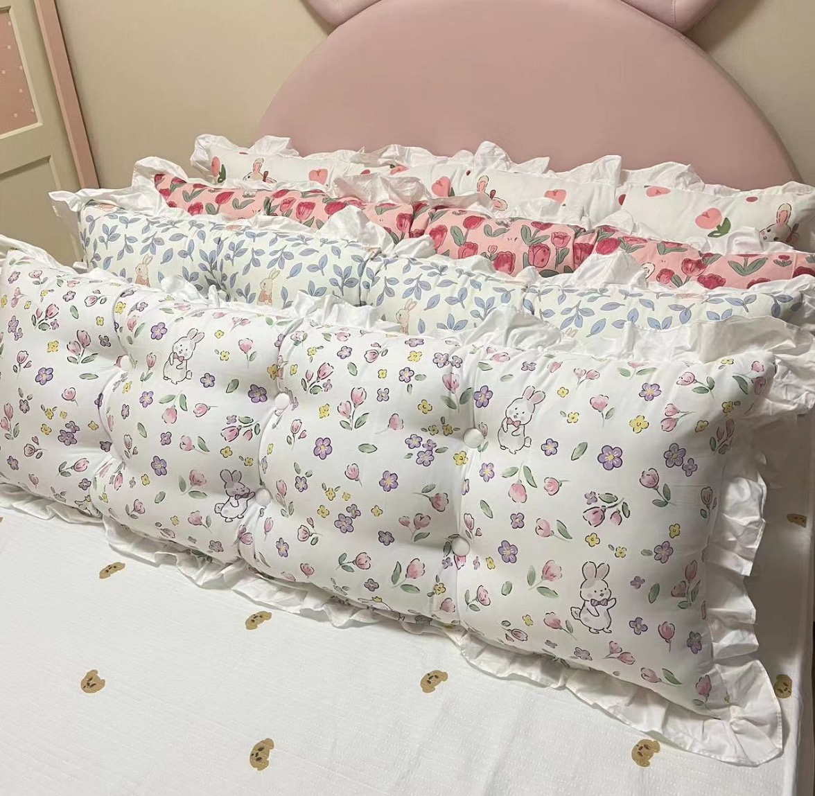 ins春秋现代纯棉全棉长靠垫沙发床头靠枕靠背公主含芯卧室可拆洗