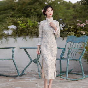 中式女童亲子装母女改良旗袍2024新款冬装儿童加厚连衣裙长袖