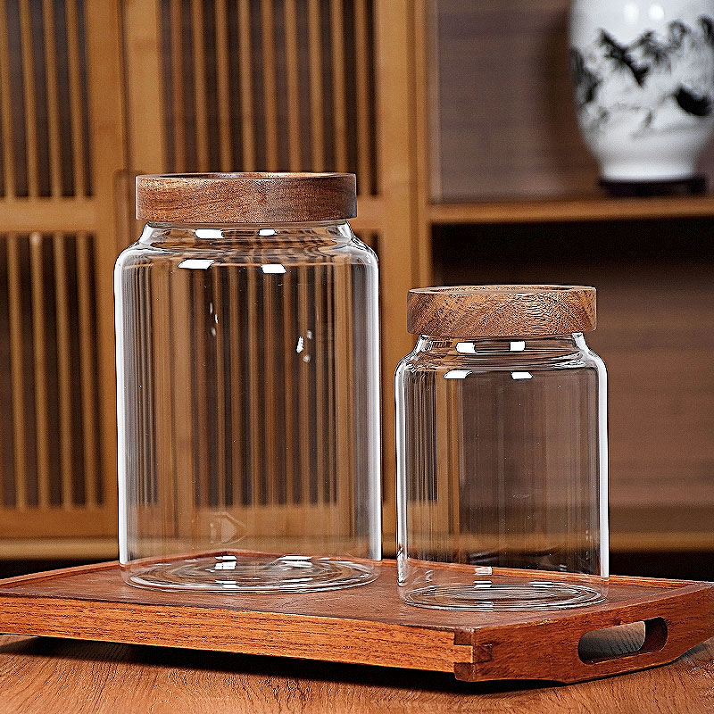 耐高温玻璃瓶厨房储物密封罐调料瓶防腐中药保存展示盒螺纹口加厚