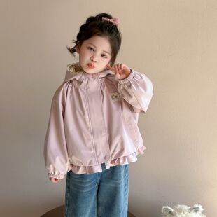 女童外套春秋款2026新款儿童女孩宝宝时髦洋气风衣秋季冲锋衣上衣