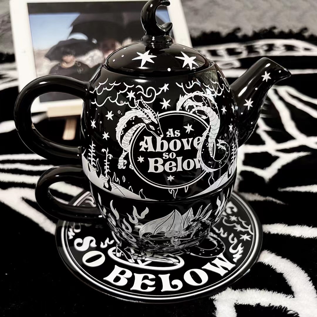 【KIllstar】非现货 暗黑系哥特风陶瓷茶壶茶杯茶盘三件套