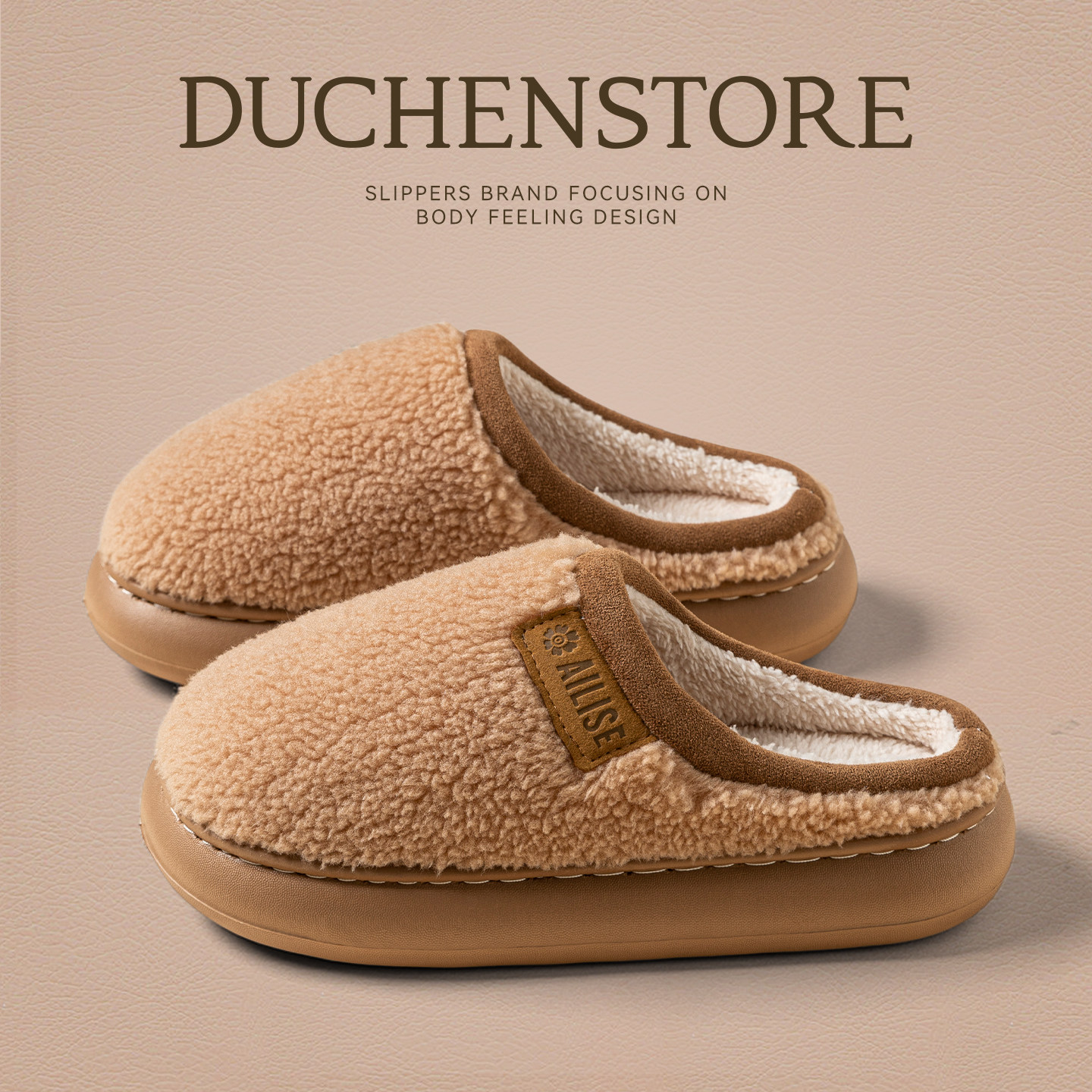 毛绒包头棉拖鞋女款秋冬季