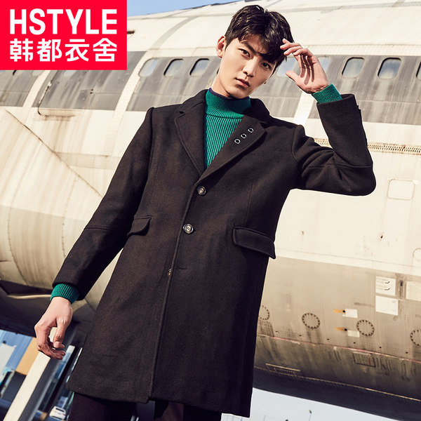 韩都衣舍 修身中长款 男式羊毛呢大衣 AF7565 天猫优惠券折后￥269包邮（￥329-60）
