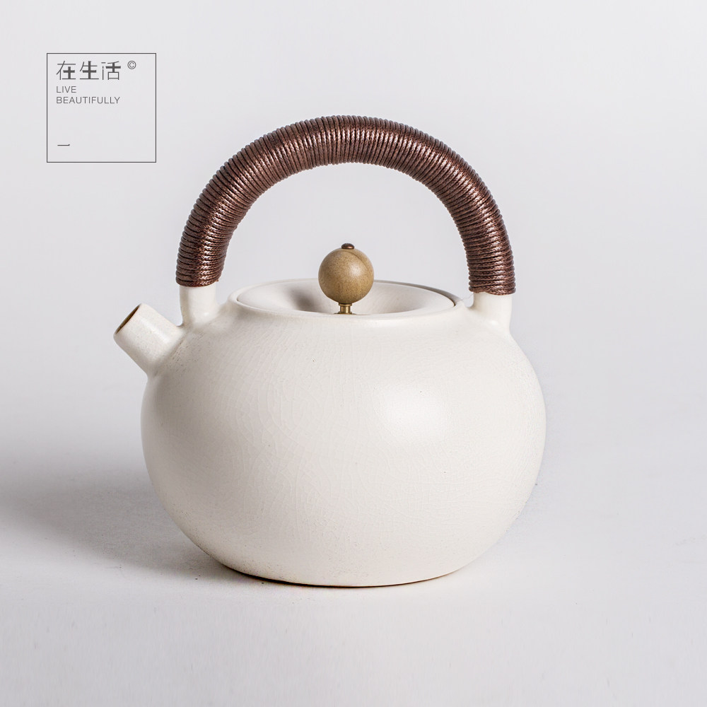 【在生活美器】梵山堂苏打釉白泥壶煮水壶煮茶壶烧水壶陶壶提梁壶