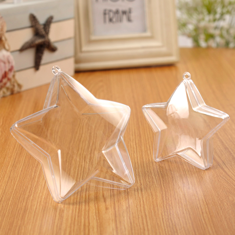 大号透明空心五角星形塑料盒可拆合透明胶囊盒密封性婚礼吊挂装饰