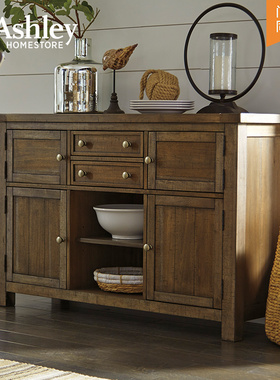 美国Ashley爱室丽家居 美式复古餐厅厨房柜子带门储物餐边柜D5631