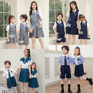 英伦学院风校服套装 男女儿童班服幼儿园服老师制服 小学生夏季 新款