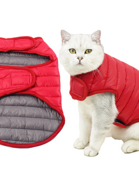 宠它蓝猫德文猫咪保暖衣服冬季亚马逊不粘毛宠物棉服马甲两面穿