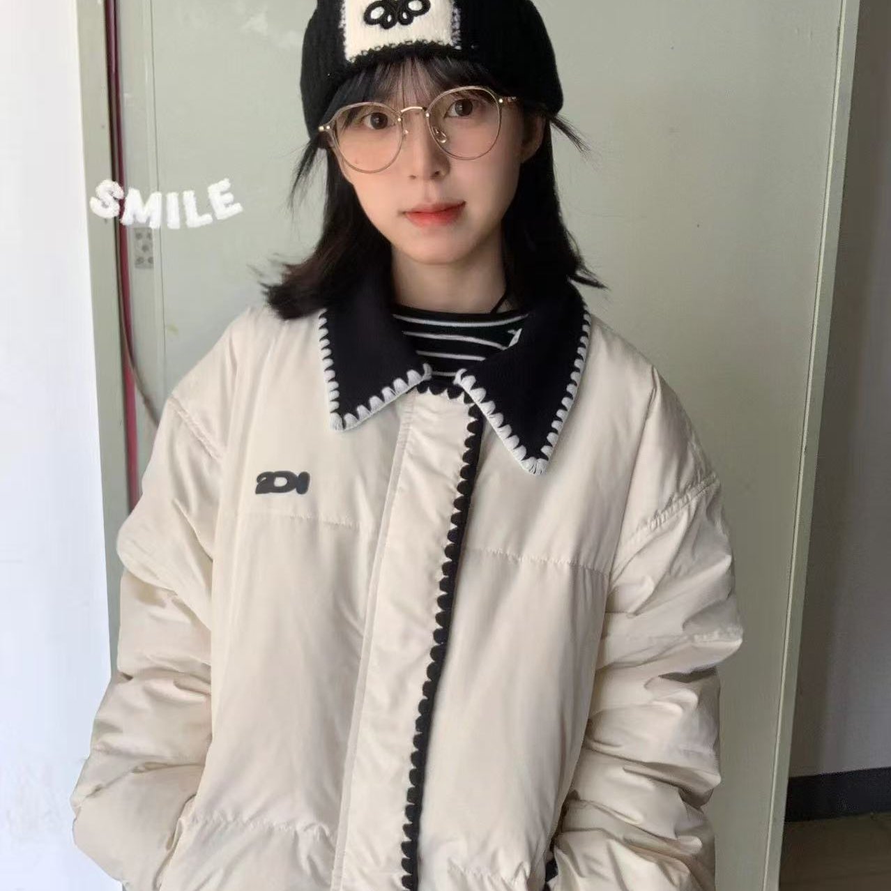 2025美式复古拼接翻领棉