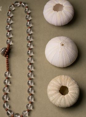 由子野丨大自在丨原创天然白水晶老山檀项链女小众925高级感Y字链