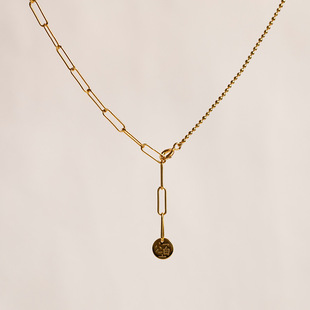 由子野丨空白丨原创小众项链925银女简约冷淡风叠戴金色裸链拼接